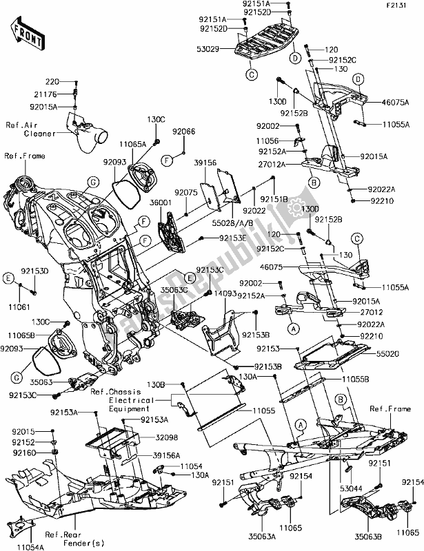 Wszystkie części do E-6 Frame Fittings(2/2) Kawasaki ZG 1400 GTR ABS K-act 2017