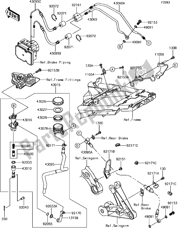 Alle onderdelen voor de F-11rear Master Cylinder(2/2) van de Kawasaki ZG 1400 GTR ABS K-act 2017