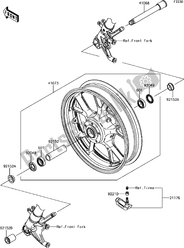 Tutte le parti per il F-4 Front Hub del Kawasaki ZG 1400 GTR ABS K-act 2017