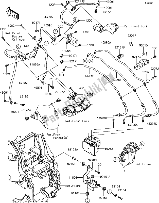 Tutte le parti per il F-7 Brake Piping del Kawasaki ZG 1400 GTR ABS K-act 2017