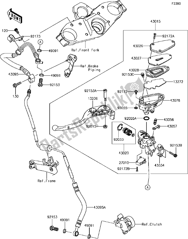 Tutte le parti per il G-3 Clutch Master Cylinder del Kawasaki ZG 1400 GTR ABS K-act 2017