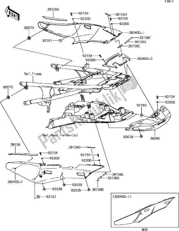 All parts for the G-8 Side Covers of the Kawasaki ZG 1400 GTR ABS K-act 2017