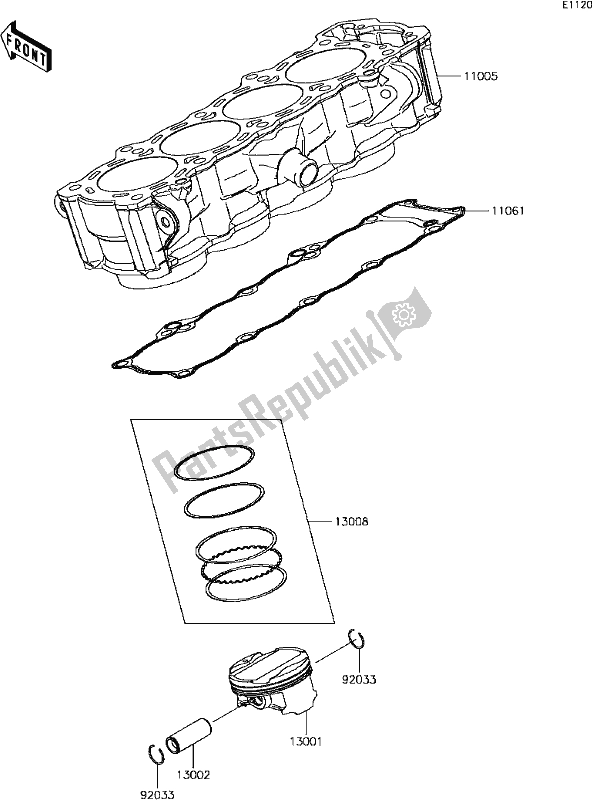 Todas las partes para B-5 Cylinder/piston(s) de Kawasaki ZR 1000 Z ABS 2017