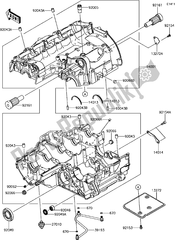 All parts for the C-4 Crankcase of the Kawasaki ZR 1000 Z ABS 2017
