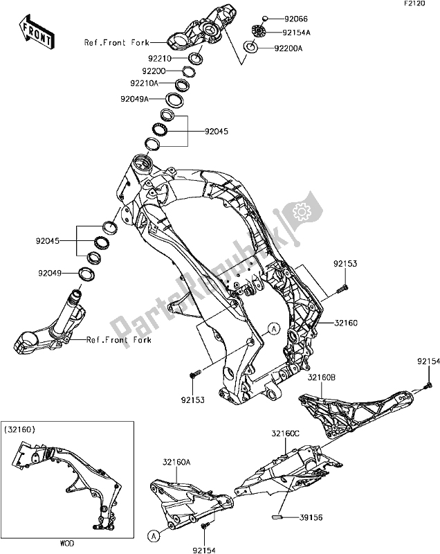 Tutte le parti per il E-3 Frame del Kawasaki ZR 1000 Z ABS 2017