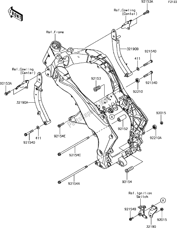 Tutte le parti per il E-4 Engine Mount del Kawasaki ZR 1000 Z ABS 2017