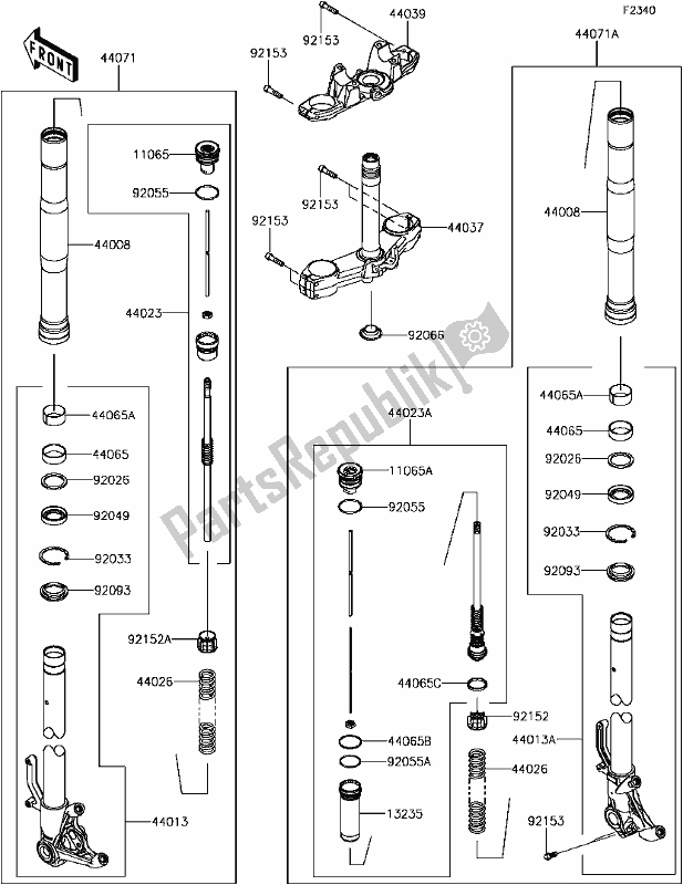 Wszystkie części do F-10front Fork Kawasaki ZR 1000 Z ABS 2017