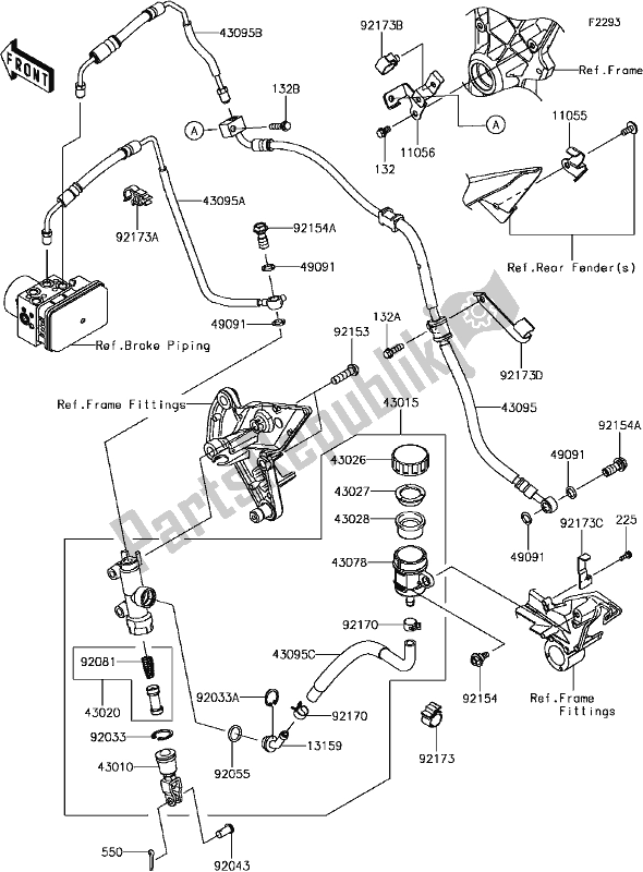 Toutes les pièces pour le F-7 Rear Master Cylinder du Kawasaki ZR 1000 Z ABS 2017
