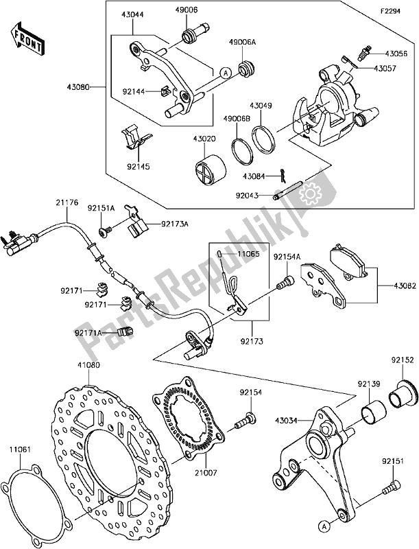 Todas as partes de F-8 Rear Brake do Kawasaki ZR 1000 Z ABS 2017