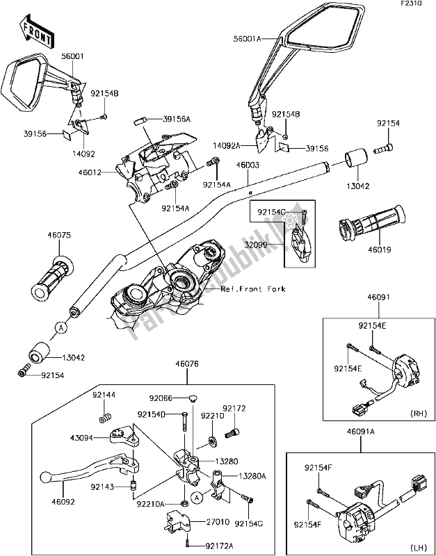 Toutes les pièces pour le F-9 Handlebar du Kawasaki ZR 1000 Z ABS 2017