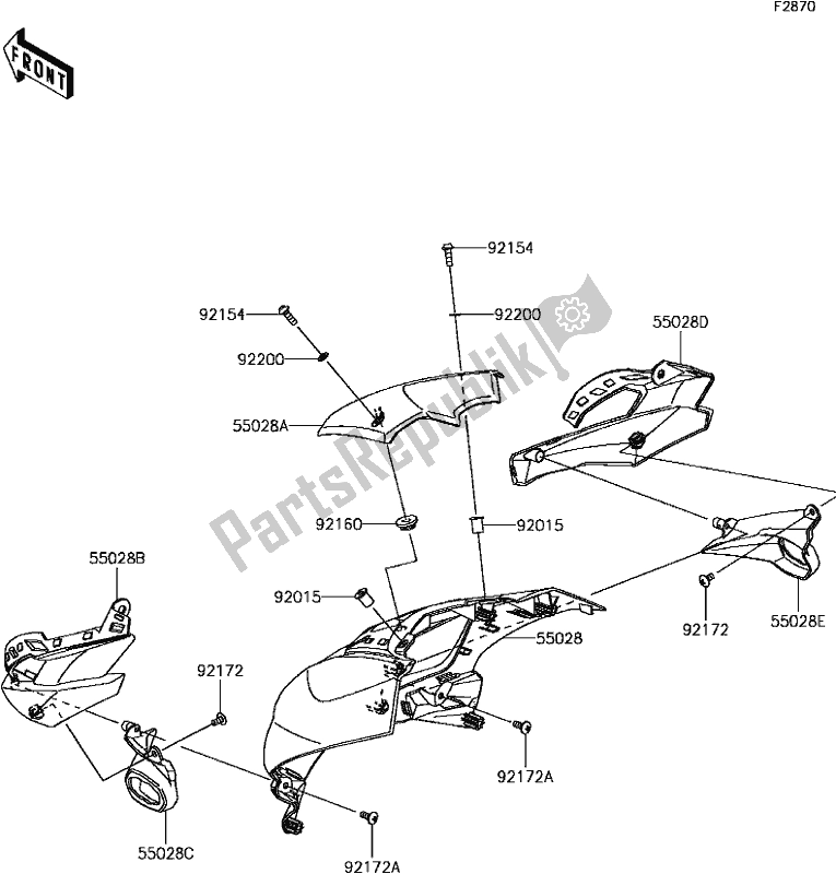 Tutte le parti per il G-14cowling(upper) del Kawasaki ZR 1000 Z ABS 2017