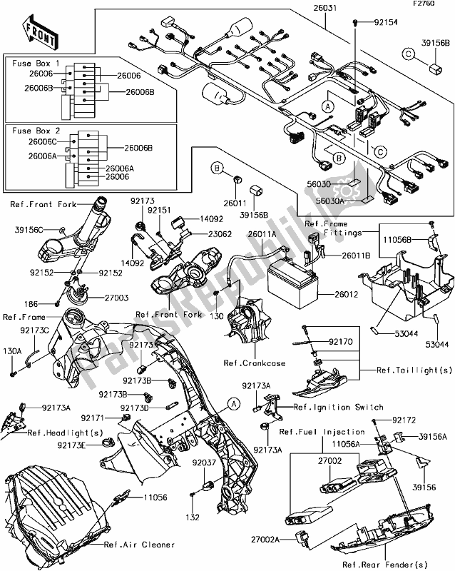 Toutes les pièces pour le G-8 Chassis Electrical Equipment(2/2) du Kawasaki ZR 1000 Z ABS 2017
