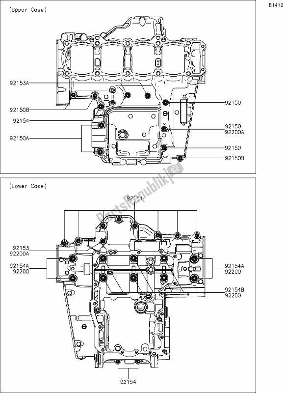 Alle onderdelen voor de 15 Crankcase Bolt Pattern van de Kawasaki ZR 900 Z RS Cafe 2018
