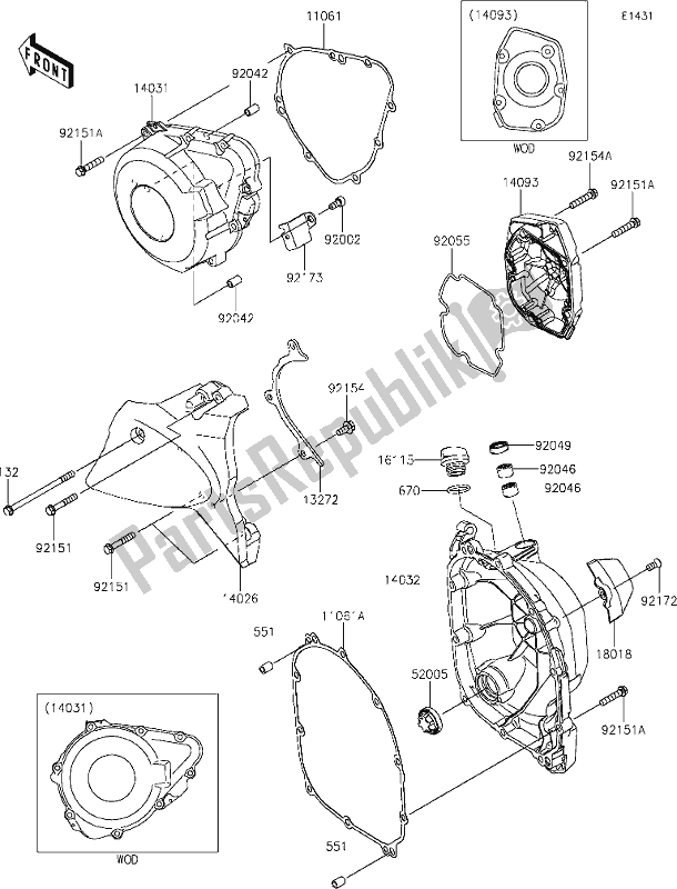 Tutte le parti per il 16 Engine Cover(s) del Kawasaki ZR 900 Z RS Cafe 2018