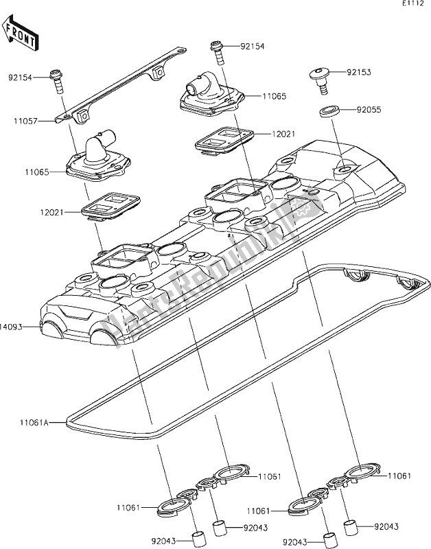Alle onderdelen voor de 2 Cylinder Head Cover van de Kawasaki ZR 900 Z RS Cafe 2018