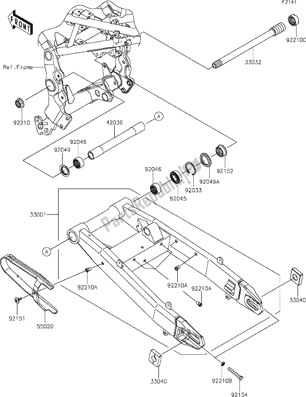 Toutes les pièces pour le 30 Swingarm du Kawasaki ZR 900 Z RS Cafe 2018