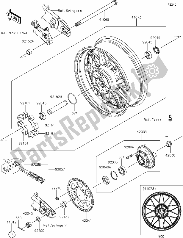 Toutes les pièces pour le 38 Rear Hub du Kawasaki ZR 900 Z RS Cafe 2018