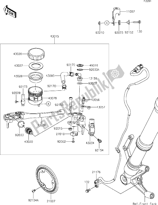 Alle onderdelen voor de 41 Front Master Cylinder van de Kawasaki ZR 900 Z RS Cafe 2018