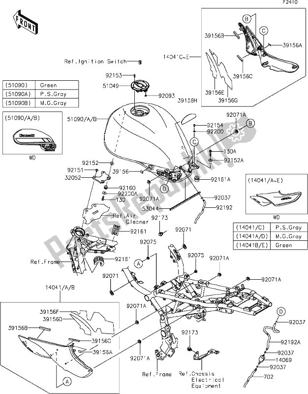 Toutes les pièces pour le 47 Fuel Tank du Kawasaki ZR 900 Z RS Cafe 2018