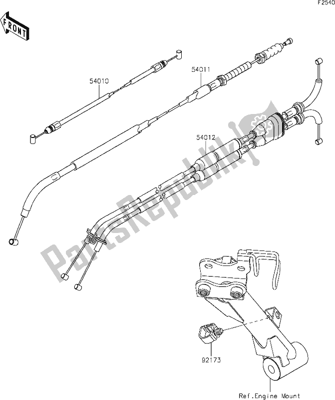 Alle onderdelen voor de 50 Cables van de Kawasaki ZR 900 Z RS Cafe 2018