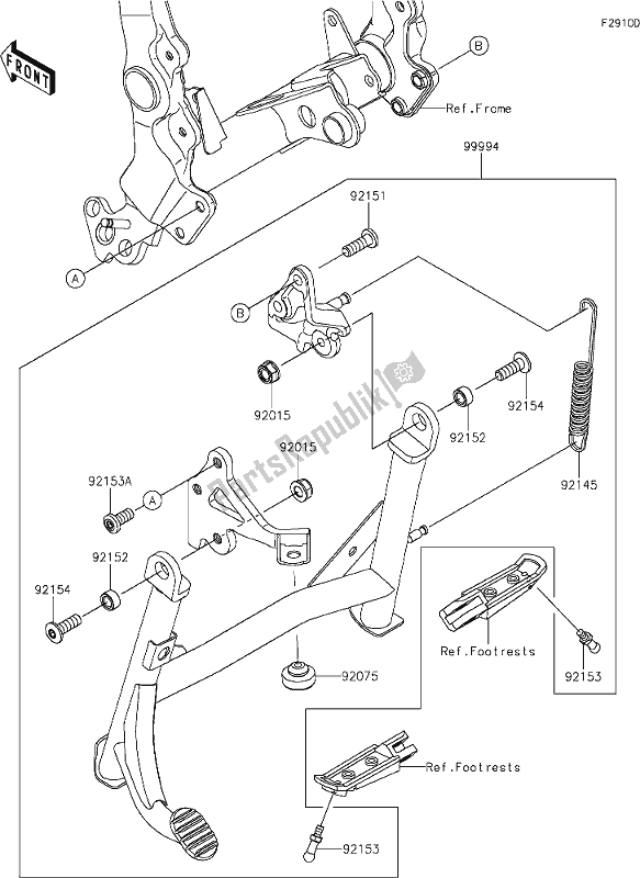 All parts for the 68 Accessory(center Stand) of the Kawasaki ZR 900 Z RS Cafe 2018