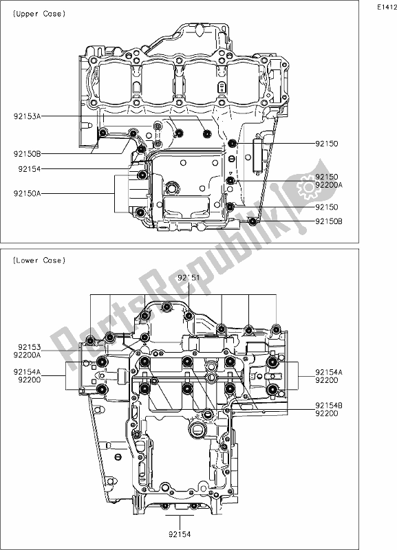 Alle onderdelen voor de 15 Crankcase Bolt Pattern van de Kawasaki ZR 900 Z RS Cafe 2019
