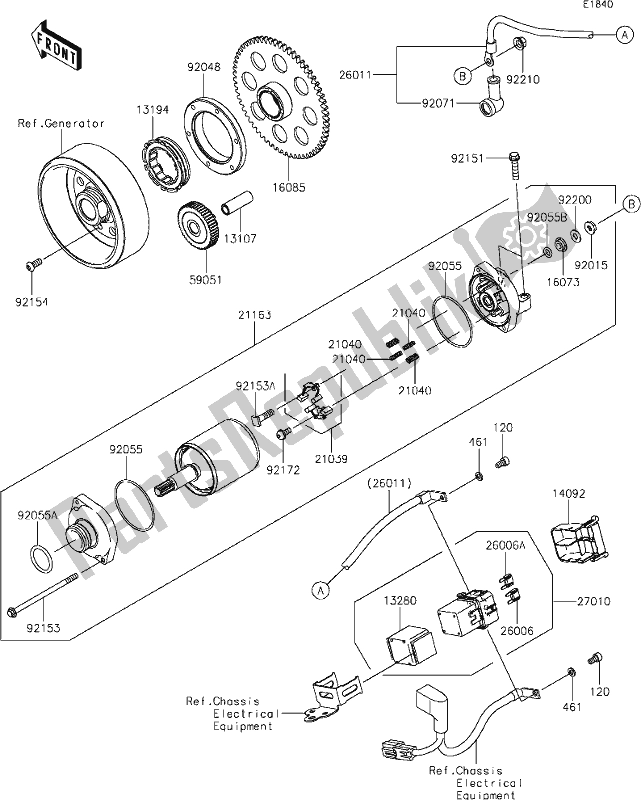 Alle onderdelen voor de 24 Starter Motor van de Kawasaki ZR 900 Z RS Cafe 2019