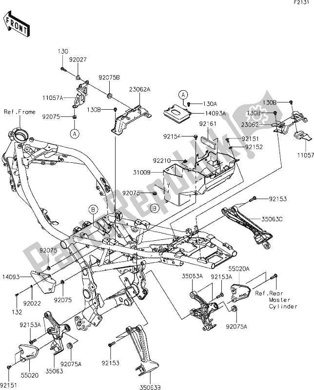 Alle onderdelen voor de 29 Frame Fittings van de Kawasaki ZR 900 Z RS Cafe 2019