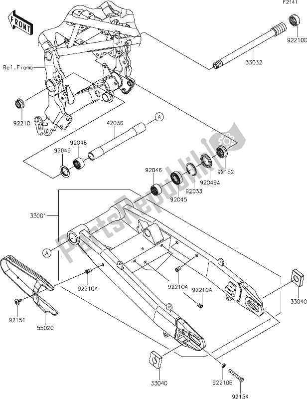 Tutte le parti per il 30 Swingarm del Kawasaki ZR 900 Z RS Cafe 2019