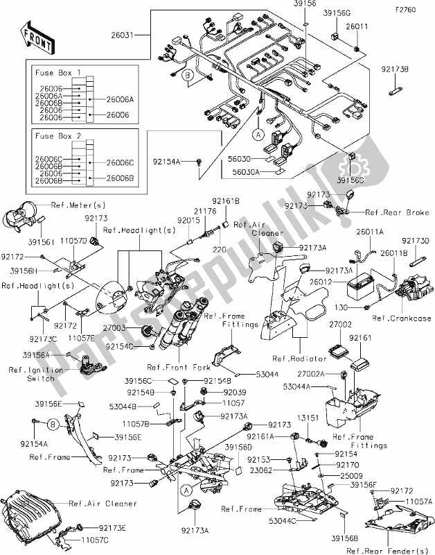 Todas las partes para 55-1chassis Electrical Equipment de Kawasaki ZR 900 Z RS Cafe 2019