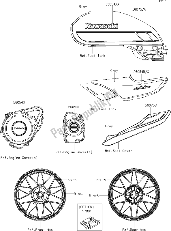 Toutes les pièces pour le 59 Decals(gray)(ejf) du Kawasaki ZR 900 Z RS Cafe 2019