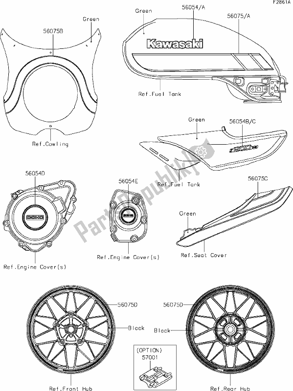 Tutte le parti per il 60 Decals(green)(ejf) del Kawasaki ZR 900 Z RS Cafe 2019