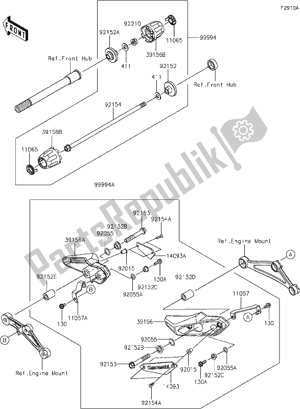 Todas as partes de 65 Accessory(slider) do Kawasaki ZR 900 Z RS Cafe 2019