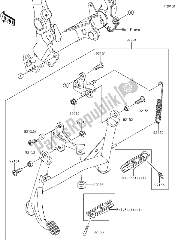 Toutes les pièces pour le 68 Accessory(center Stand) du Kawasaki ZR 900 Z RS Cafe 2019