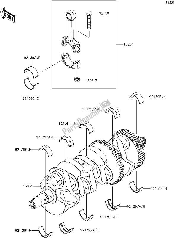 Alle onderdelen voor de 8 Crankshaft van de Kawasaki ZR 900 Z RS Cafe 2019