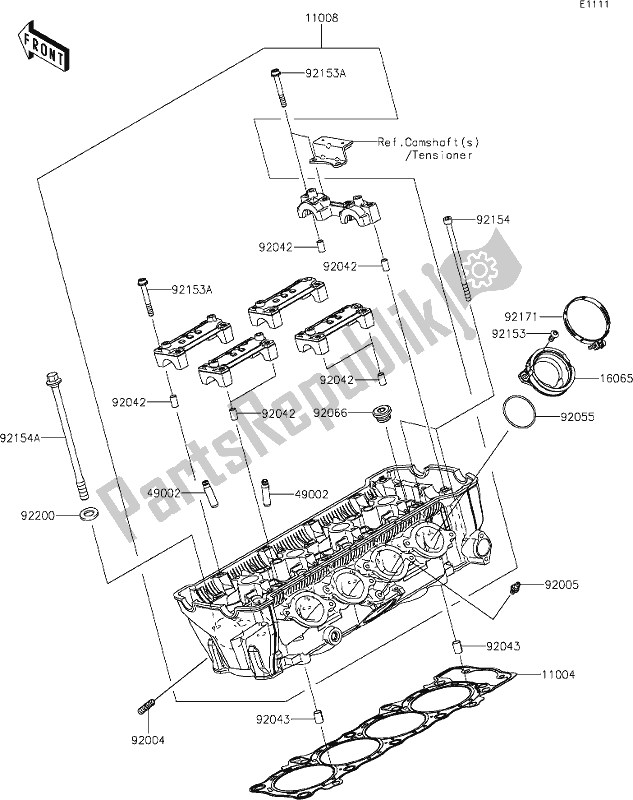 Todas as partes de 1 Cylinder Head do Kawasaki ZX 1000 Ninja 2017