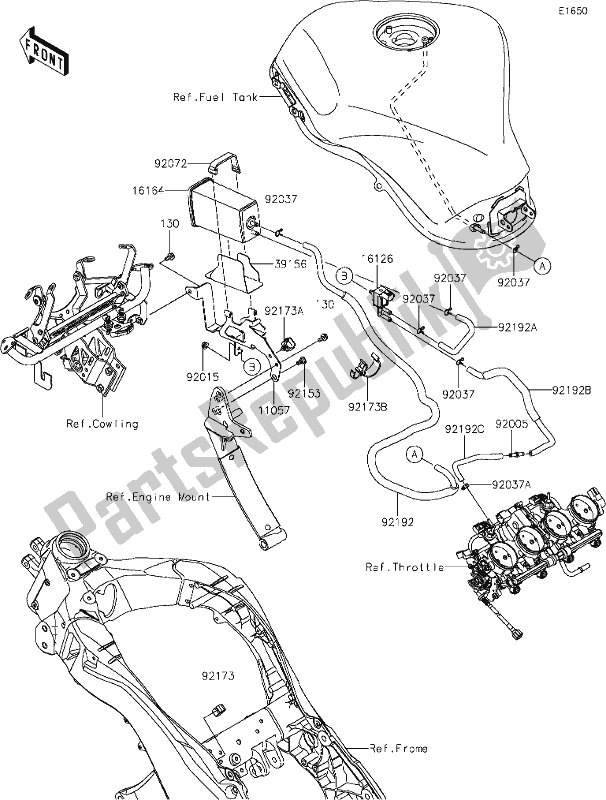 Tutte le parti per il 21 Fuel Evaporative System del Kawasaki ZX 1000 Ninja 2017