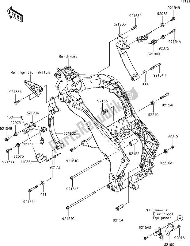 Todas las partes para 29 Engine Mount de Kawasaki ZX 1000 Ninja 2017