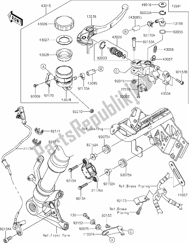 Todas las partes para 42 Front Master Cylinder de Kawasaki ZX 1000 Ninja 2017