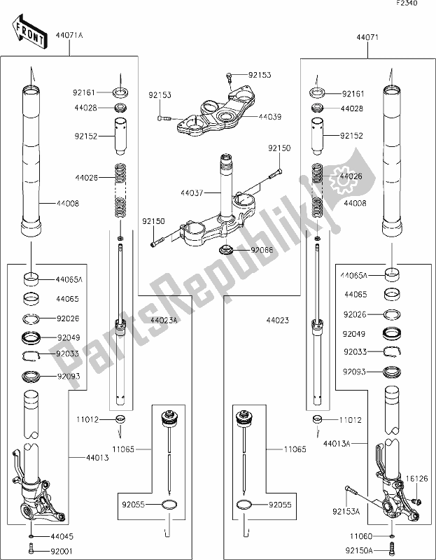 All parts for the 47 Front Fork of the Kawasaki ZX 1000 Ninja 2017