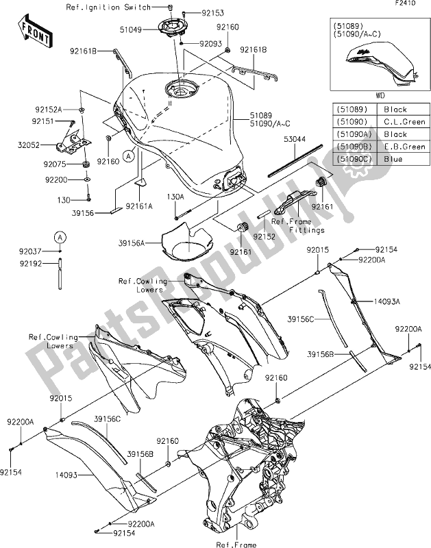 Tutte le parti per il 48 Fuel Tank del Kawasaki ZX 1000 Ninja 2017