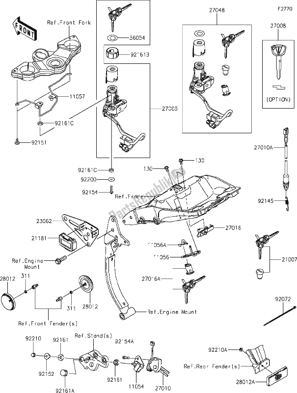 All parts for the 57 Ignition Switch of the Kawasaki ZX 1000 Ninja 2017