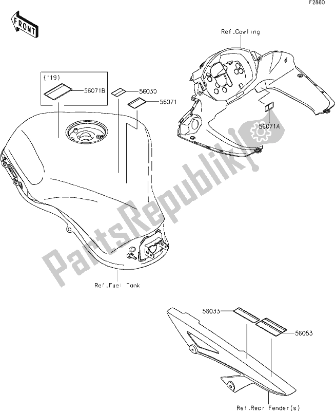 All parts for the 59 Labels of the Kawasaki ZX 1000 Ninja 2017