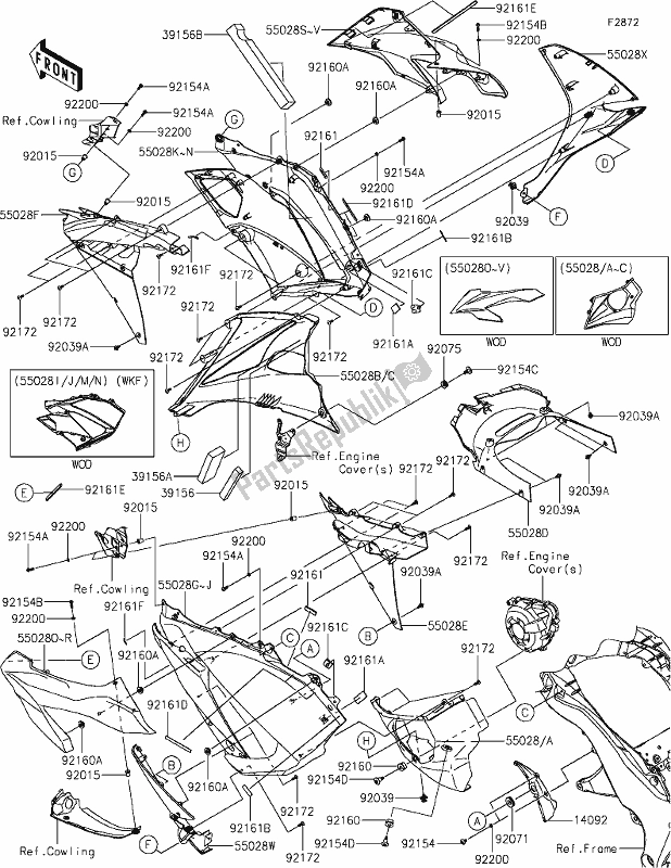 Tutte le parti per il 67 Cowling Lowers del Kawasaki ZX 1000 Ninja 2017