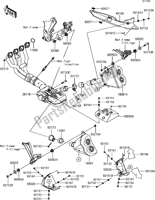 Toutes les pièces pour le B-7 Muffler(s) du Kawasaki ZX 1000 Ninja 2017