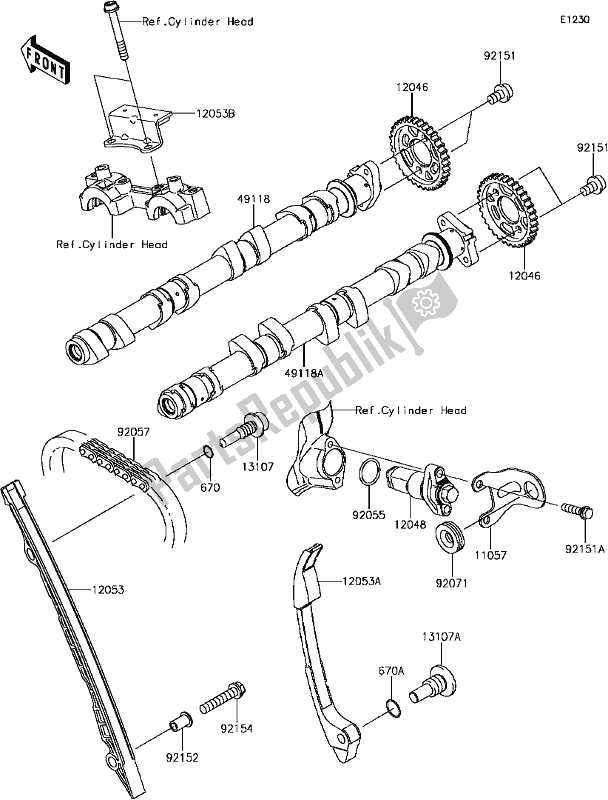 Todas as partes de B-9 Camshaft(s)/tensioner do Kawasaki ZX 1000 Ninja 2017