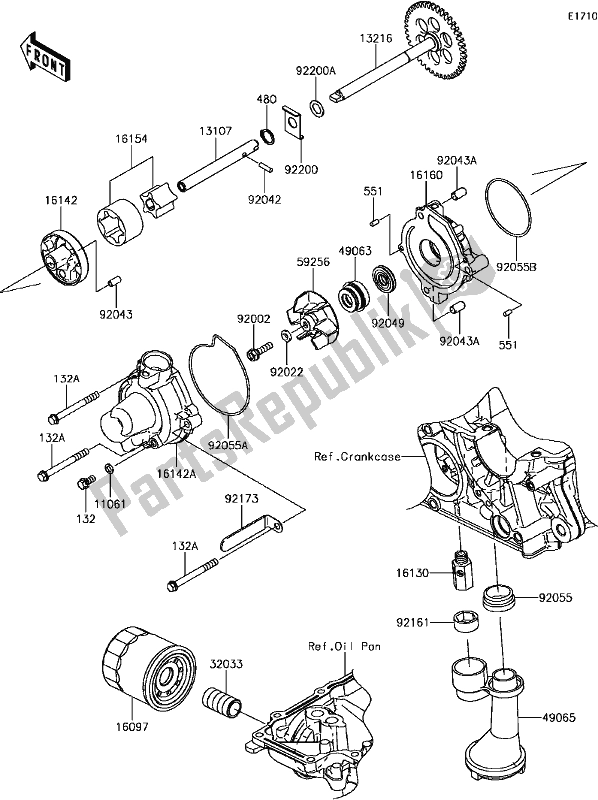 Todas las partes para C-12oil Pump de Kawasaki ZX 1000 Ninja 2017