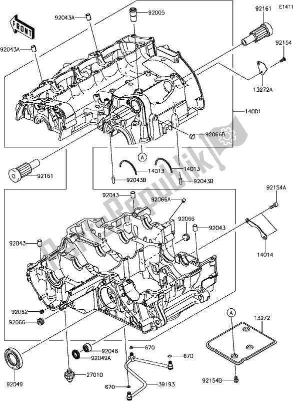 Tutte le parti per il C-4 Crankcase del Kawasaki ZX 1000 Ninja 2017