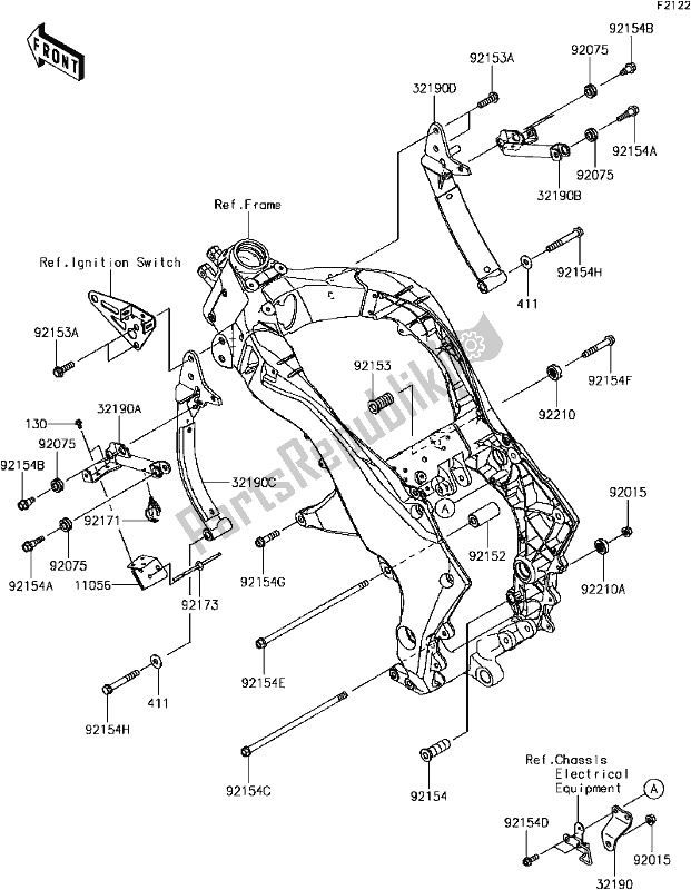 Todas las partes para E-4 Engine Mount de Kawasaki ZX 1000 Ninja 2017