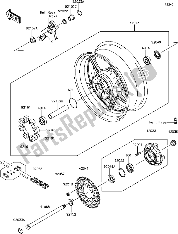 Toutes les pièces pour le F-3 Rear Hub du Kawasaki ZX 1000 Ninja 2017